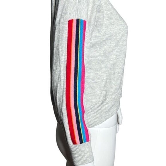 Love By Gap Sweater Womens XS Heather Gray Turtleneck Crop Side Rainbow Stripe - Picture 5 of 8